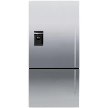 Fisher & Paykel E522BLXFDU4 24181 - 79cm Wide Flat Door Left Hand Hinge Freestanding Fridge Freezer With Slim-depth Water Dispenser - EZKleen Stainless Steel