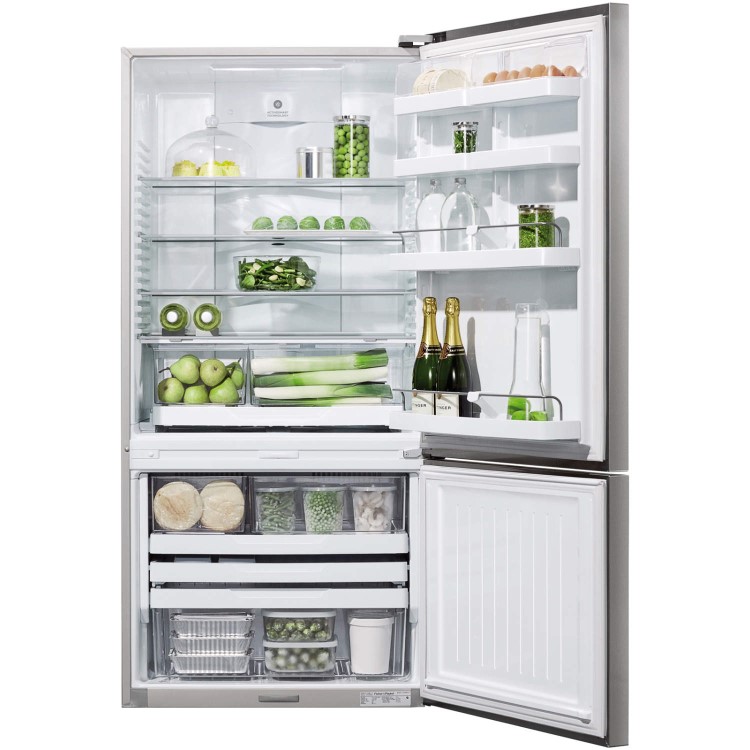 Fisher & Paykel E522BRXFD4 24155 79cm Wide Flat Door Right Hand Hinge Freestanding Fridge Freezer - EZKleen Stainless Steel