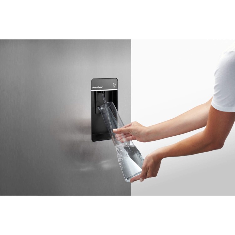 Fisher & Paykel E522BRXFDU4 25158 - 79cm Wide Flat Door Right Hand Hinge Freestanding Fridge Freezer With Slim-depth Water Dispenser - EZKleen Stainless Steel