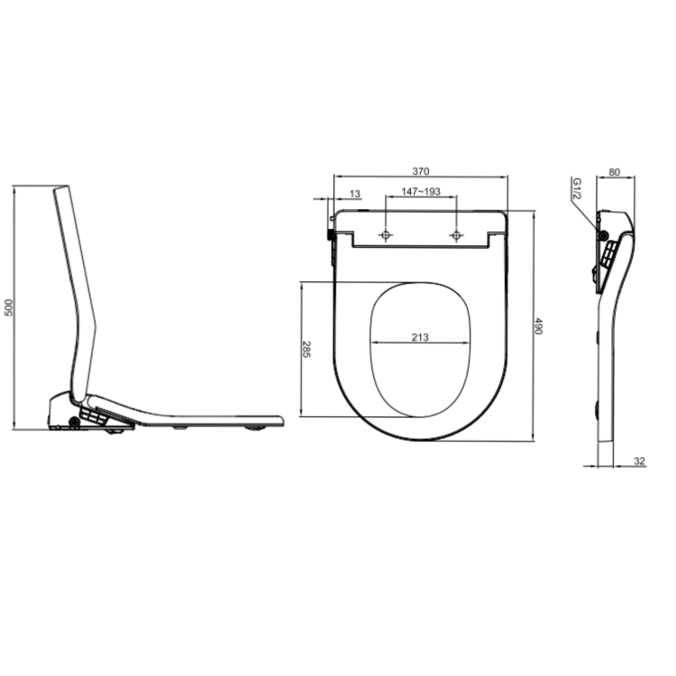 Smart Bidet Heated Japanese Toilet Seat with Warm Air Drying and Remote Control - Purificare 