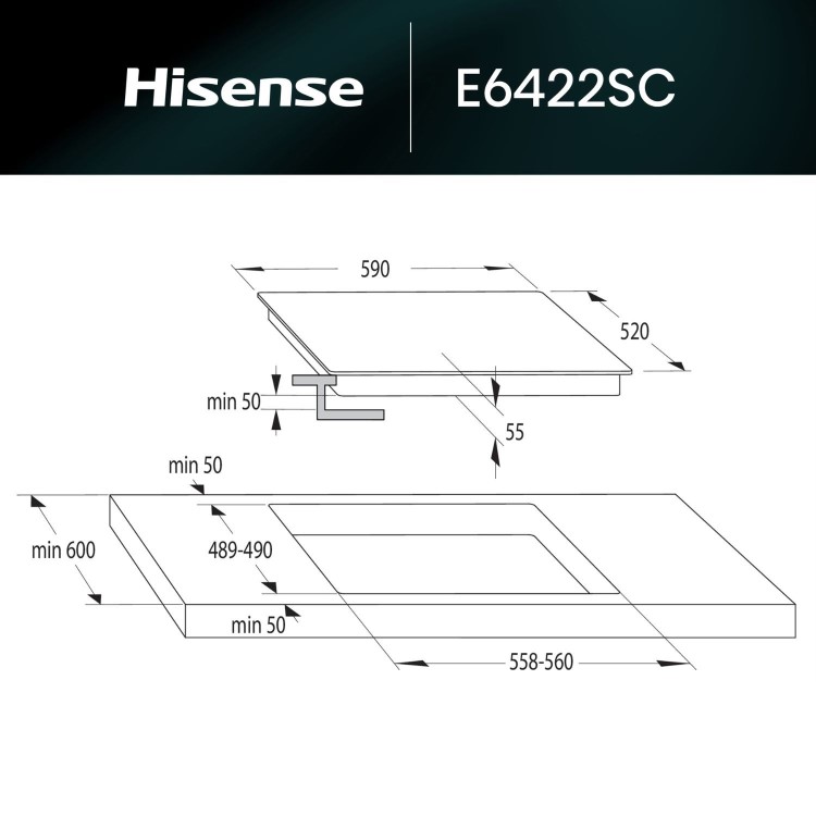 GRADE A1 - Hisense 60cm 4 Zone Ceramic Hob 