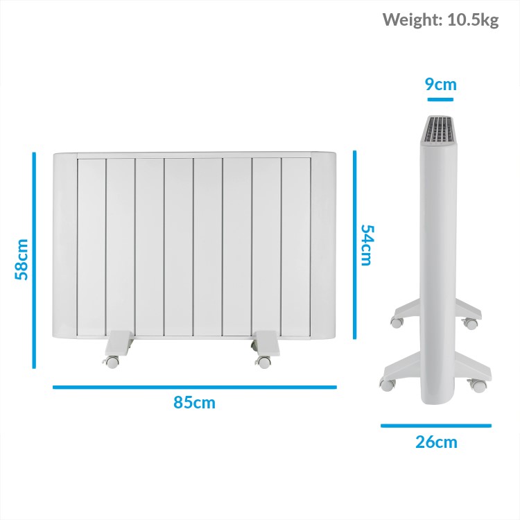 Refurbished electriQ 2000W Wall Mountable Low Energy Smart WiFi Alexa Aluminium Designer Radiator Bathroom Safe IP24