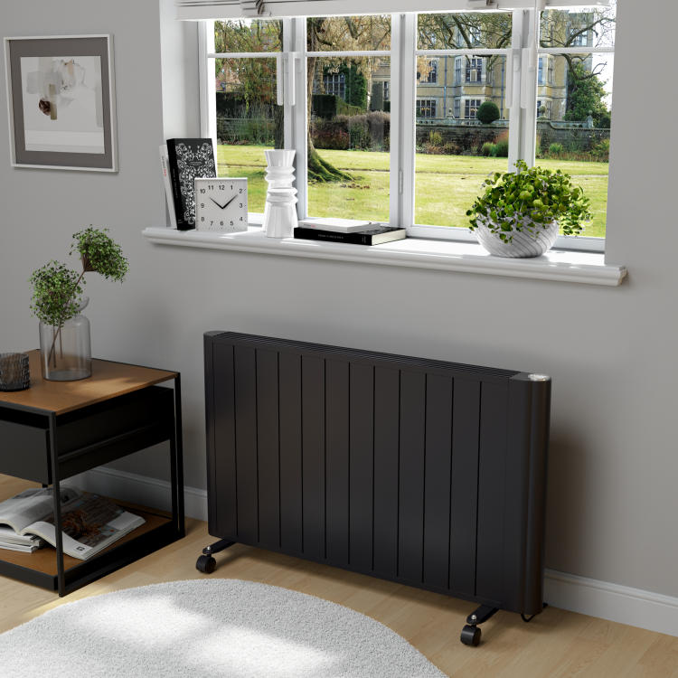 Electric Bench Radiators electriQ 2000W Smart Aluminium Electric Designer Radiator Sleek Black ...