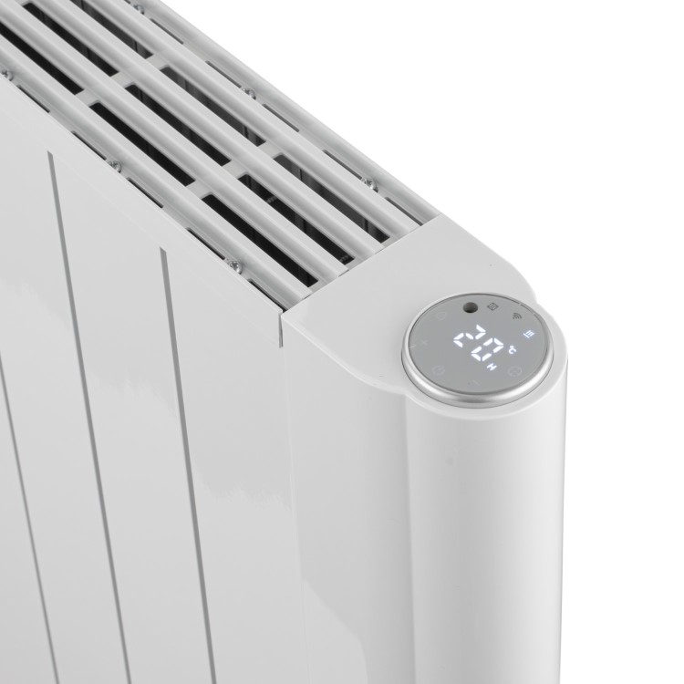 electriQ 2000W Smart WiFi Aluminium Electric Designer Radiator Gloss White Wall Mounted - Energy Efficient Panel Heater