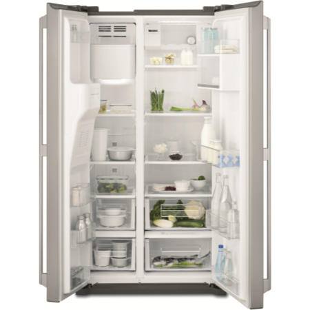 GRADE A3 - Moderate Cosmetic Damage - Electrolux EAL6141WOX Side by Side Fridge Freezer - Grey With Antifingerprint Stainless Steel Doors