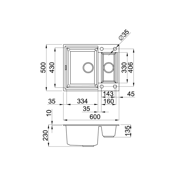 GRADE A1 - Reginox EASY150-B 1.5 Bowl Regi-Granite Composite Sink Metaltek Black