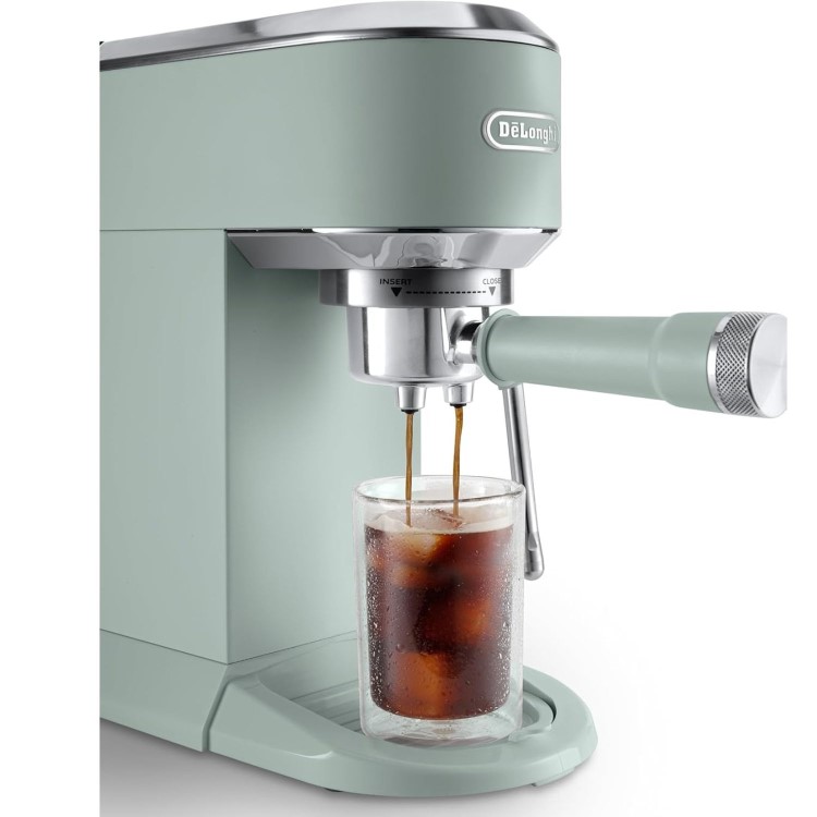 De’Longhi EC890.GR Dedica Duo – Green Manual Espresso Machine with Advanced Milk Steam Wand & Cold Brew Option