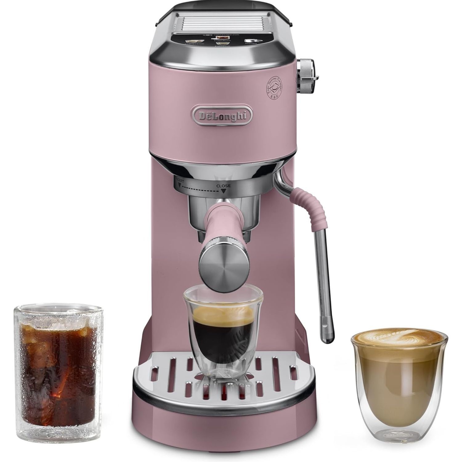 EC890.PK Dedica Duo Manual Espresso Machine Advanced Milk Steam Wand & Cold Brew Option