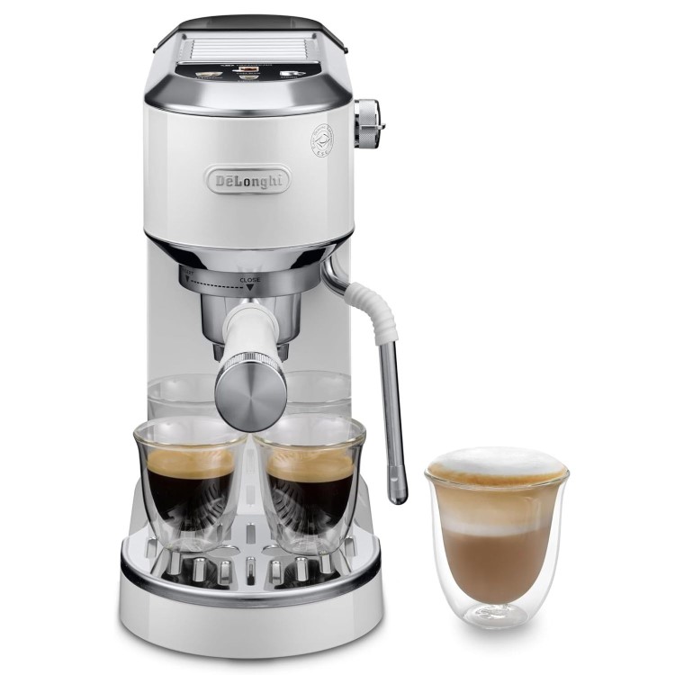 De’Longhi EC890.W Dedica Style – White Manual Espresso Coffee Machine with Milk Frother