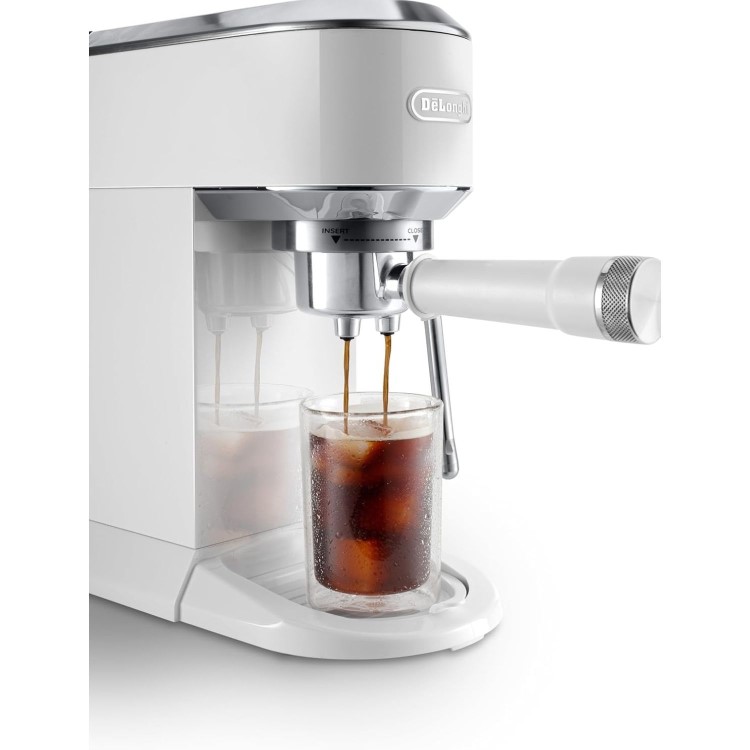 De’Longhi EC890.W Dedica Style – White Manual Espresso Coffee Machine with Milk Frother
