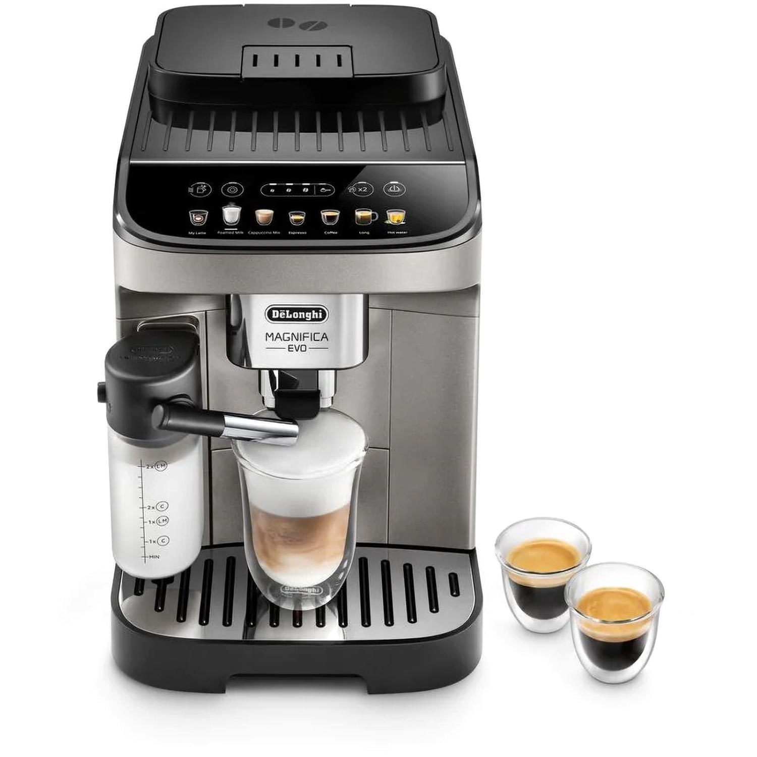 Delonghi Ecam290.83.tb Magnifica Evo Bean-To-Cup Coffee Machine  & Titanium Milk Frother & Touch Display ECAM290.83.TB