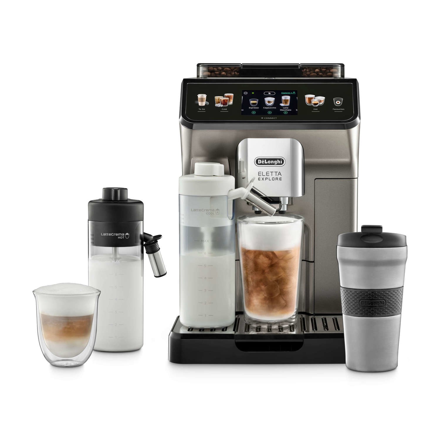 DeLonghi ECAM450.86.T Eletta Explore  Silver Fully Automatic Bean-to-Cup Coffee Machine with Milk Frother