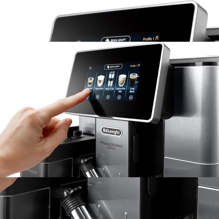 Delonghi PrimaDonna Soul One Connected Touch Bean to Cup Coffee Machine - Metal & Black