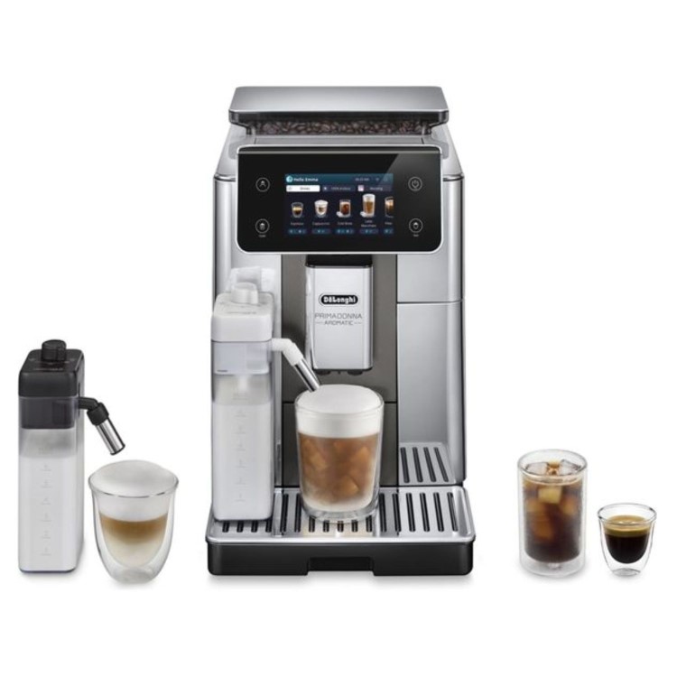 De’Longhi ECAM630.75 PrimaDonna Aromatic – Silver Automatic Bean-to-Cup Coffee Machine with Milk Frother