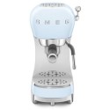 ECF02PBUK Smeg Retro Style Manual Espresso Coffee Machine with Milk Frother - Pastel Blue