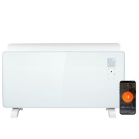 Refurbished electriQ 2000W Smart Curved Designer Glass Panel Heater - Wall Mountable & Bathroom Safe - White