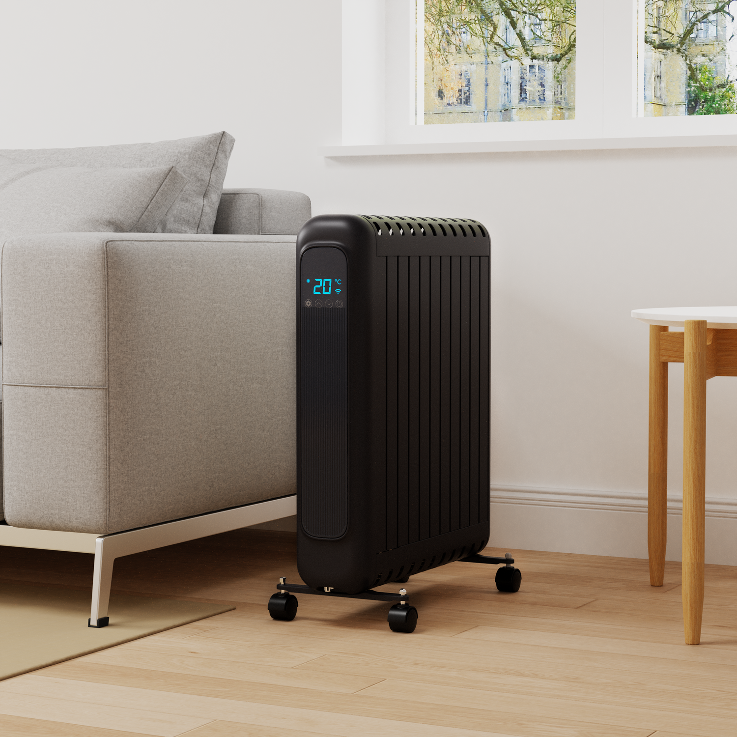 Electriq 2400W Smart Wifi Eco Oil-Free Radiator & Panel Heater With Thermostat Timer & Remote White ECH24LEDWB