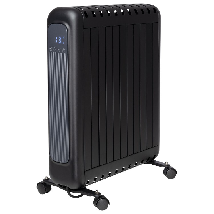 electriQ 2400W Smart Oil-Free Electric Portable Radiator With LED Display - Black