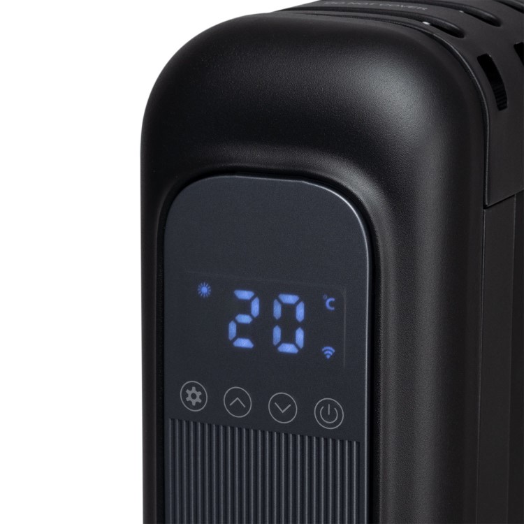 electriQ 2400W Smart Oil-Free Electric Portable Radiator With LED Display - Black