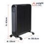 electriQ 2400W Smart Oil-Free Electric Portable Radiator With LED Display - Black