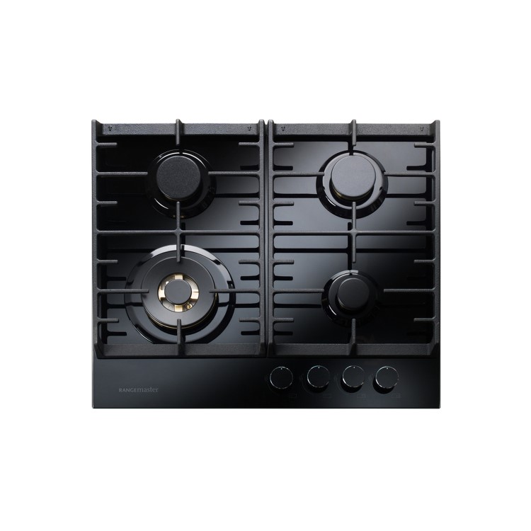 Rangemaster Eclipse 58cm 4 Burner Gas Hob with Wok Burner - Black