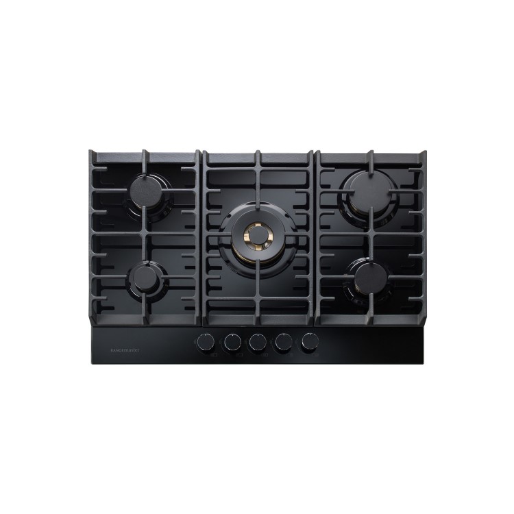 Rangemaster Eclipse 75cm 5 Burner Gas Hob with Wok Burner - Black