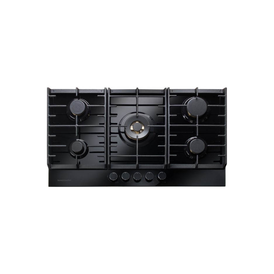 Rangemaster ECL90HPNGFBLBL Eclipse 90cm Five Burner Gas Hob With 3.8kW Wok Burner Black