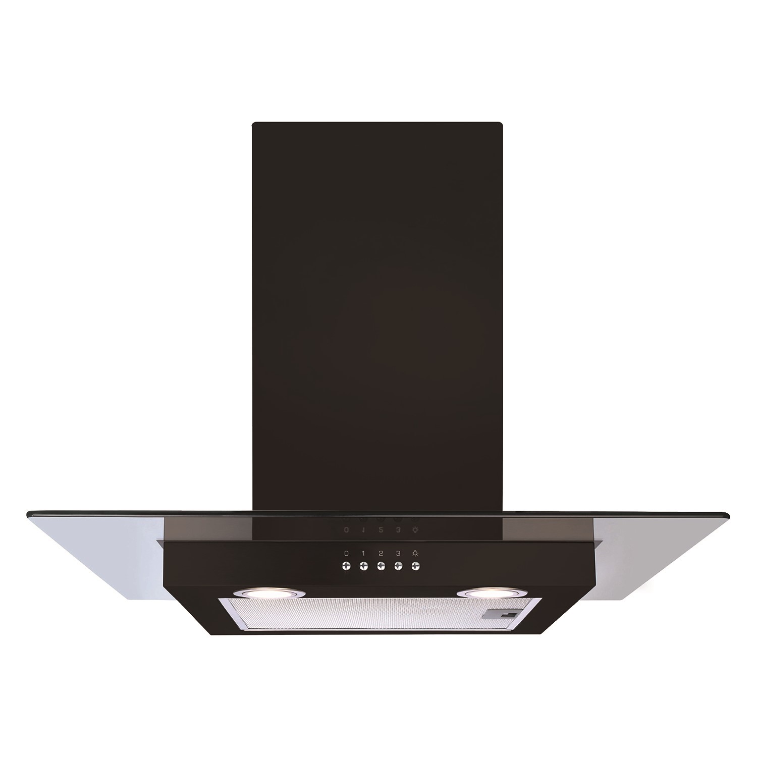 CDA 60cm Flat Glass Chimney Cooker Hood - Black