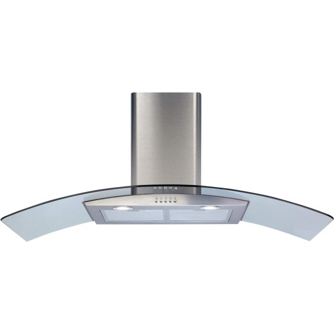 GRADE A1 - CDA ECP112SS Curved Glass 110cm Chimney Cooker Hood Stainless Steel