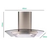 GRADE A2 - CDA ECP62SS 60cm Curved Glass Chimney Cooker Hood - Stainless Steel
