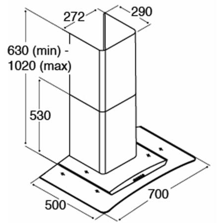 Refurbished CDA ECP72BL 70cm Curved Glass Chimney Cooker Hood Black