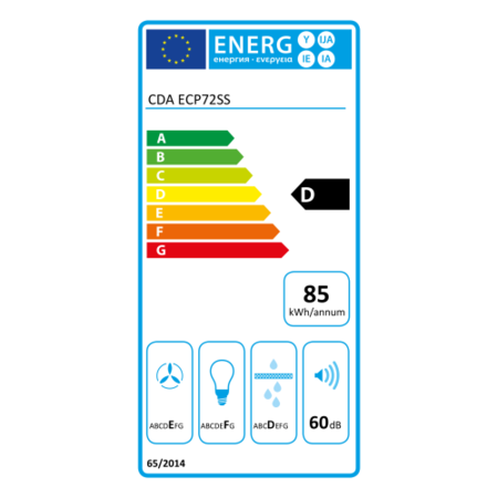 Refurbished CDA ECP72SS 70cm Chimney Cooker Hood Stainless Steel