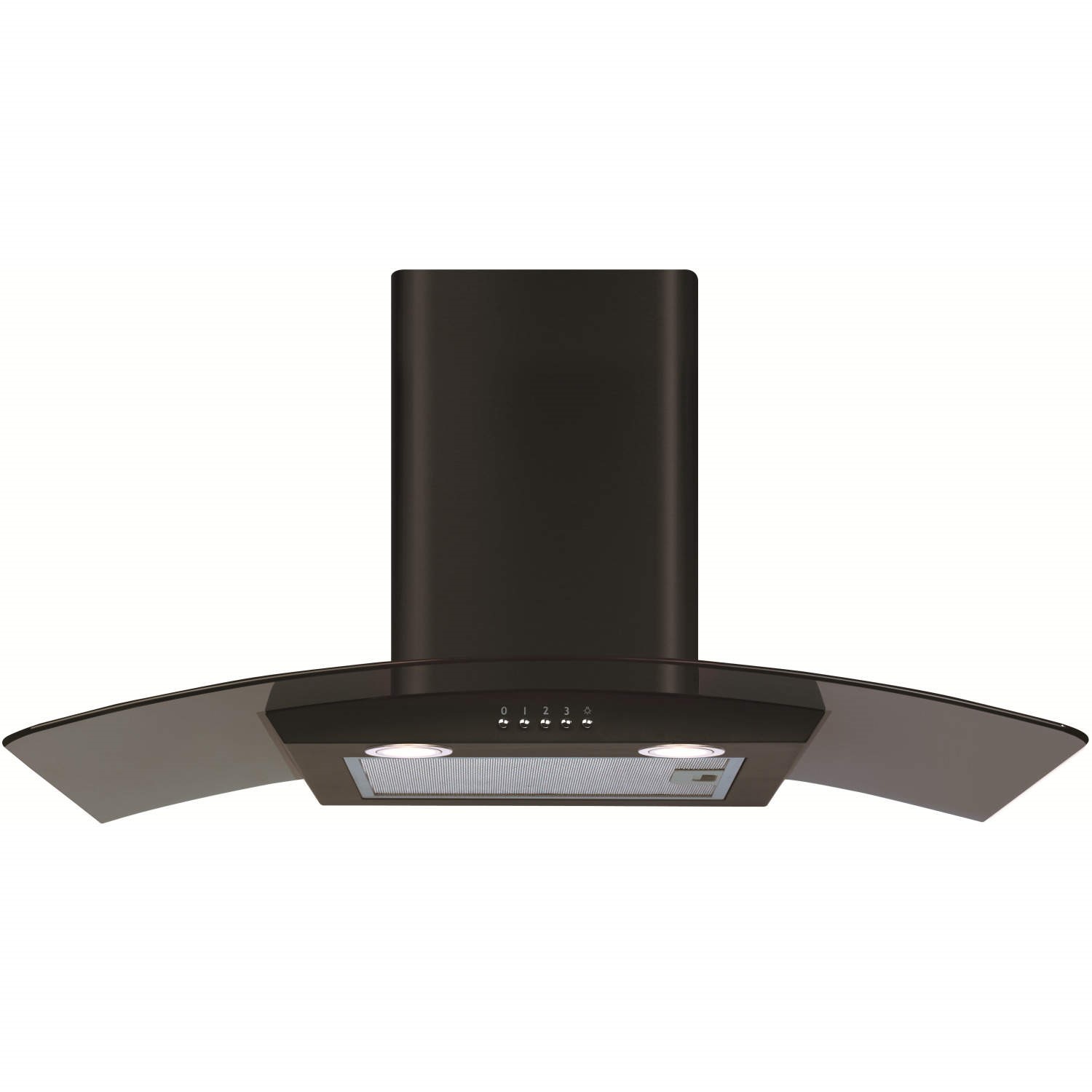 CDA ECP82BL 80cm Curved Glass Chimney Cooker Hood - Black