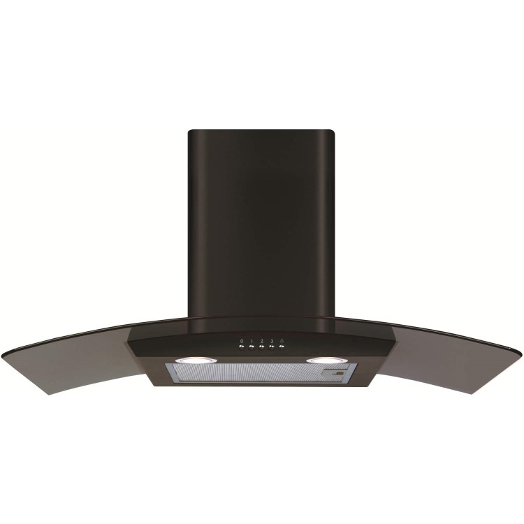Refurbished CDA ECP82BL 80cm Curved Glass Chimney Cooker Hood Black