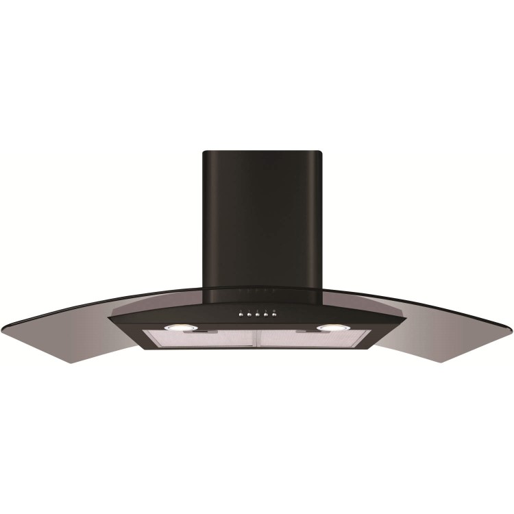 Refurbished CDA ECP92BL Curved Glass 90cm Chimney Cooker Hood Black