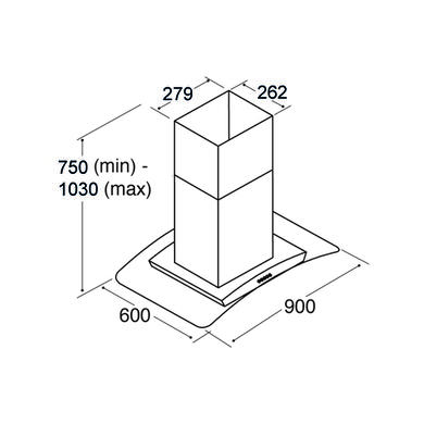 GRADE A2 - CDA 90cm Curved Glass Island Cooker Hood - Stainless Steel