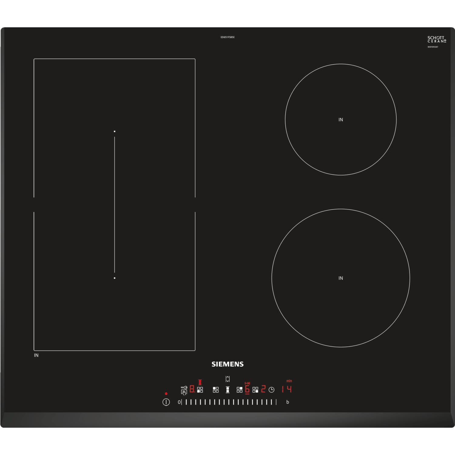 ED651FSB5E iQ500 60cm 4 Zone Induction Hob CombiZone