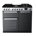 EDDL100DFGBLK/CM1 Rangemaster Edge Deluxe 100cm Dual Fuel Range Cooker - Black Glass