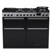 Rangemaster Edge Deluxe 110cm Base Cavity Dual Fuel Range Cooker - Black Glass