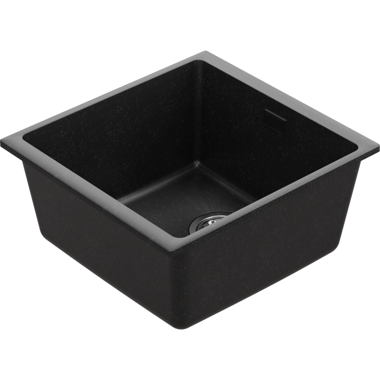 Single Bowl Black Inset Granite Composite Kitchen Sink with Waste Kit - Enza Eden