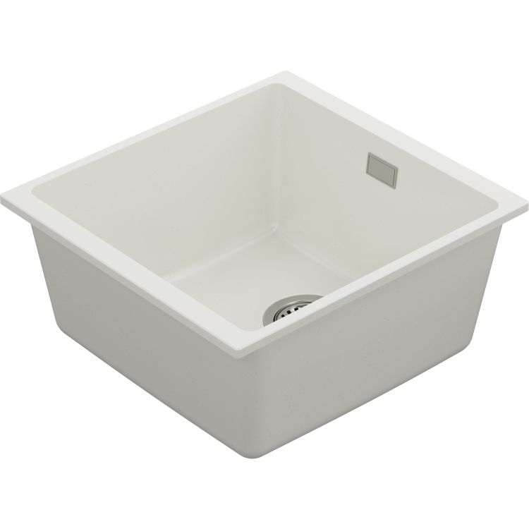 1 Bowl White Granite Composite Inset or Undermount Kitchen Sink & Waste - 430 x 460mm - Eden
