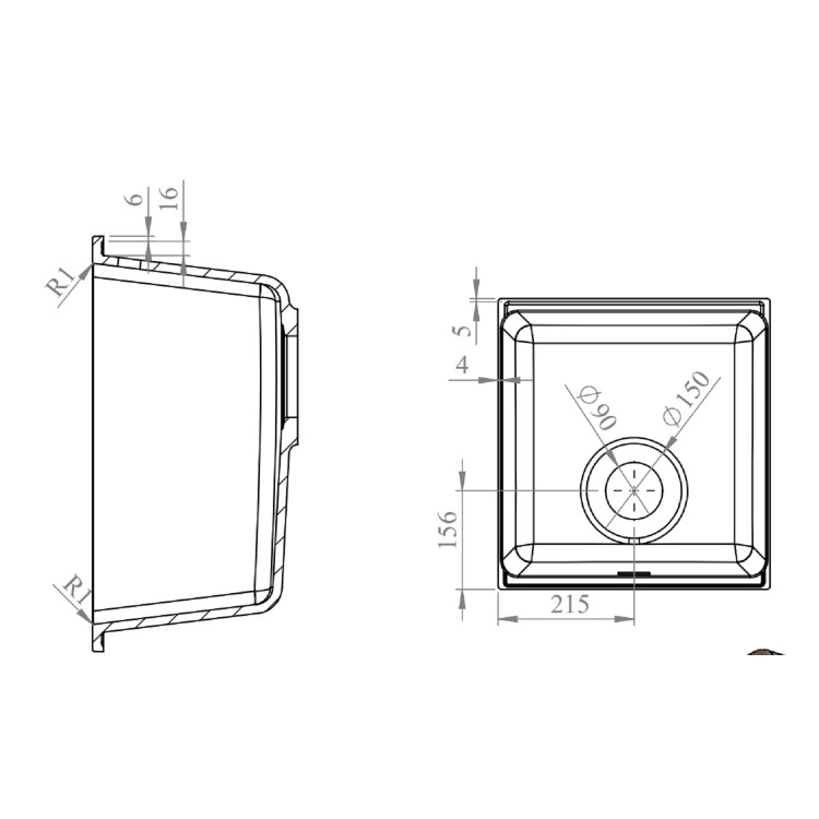 1 Bowl White Granite Composite Inset or Undermount Kitchen Sink & Waste - 430 x 460mm - Eden