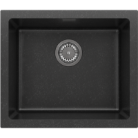1 Bowl Black Granite Composite Inset/Undermount Kitchen Sink & Waste Kit - 533 x 457mm - Eden