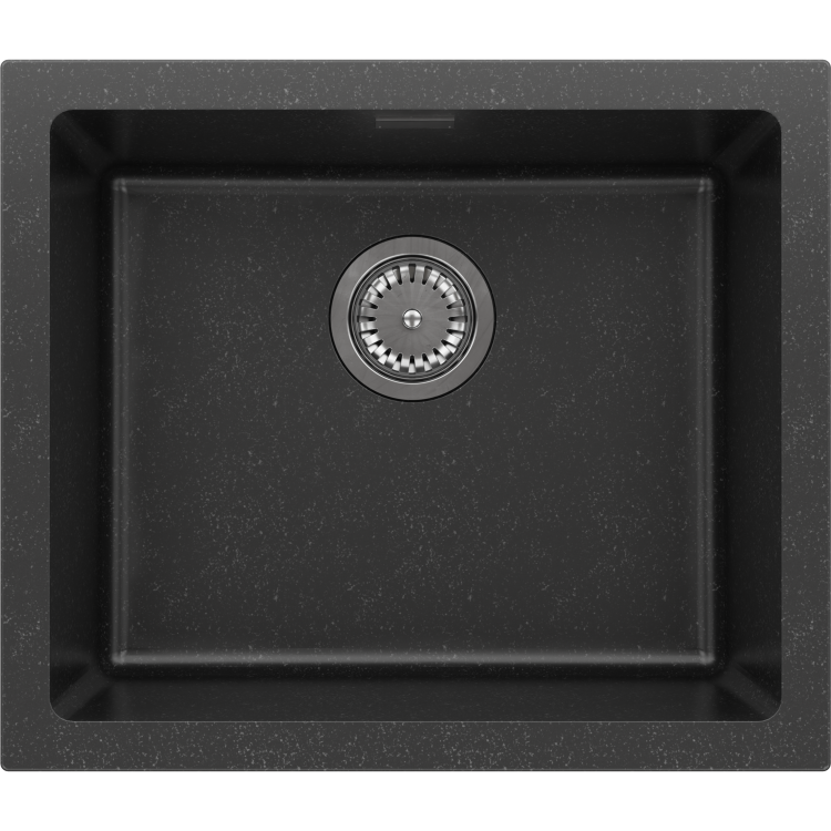 1 Bowl Black Granite Composite Inset/Undermount Kitchen Sink & Waste Kit - 533 x 457mm - Eden
