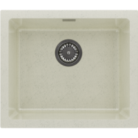 1 Bowl Cream Granite Composite Inset/Undermount Kitchen Sink & Waste Kit - 533 x 457mm - Eden