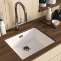 EDE53X4WHT 1 Bowl White Inset Granite Composite Kitchen Sink with Waste Kit - Enza Eden