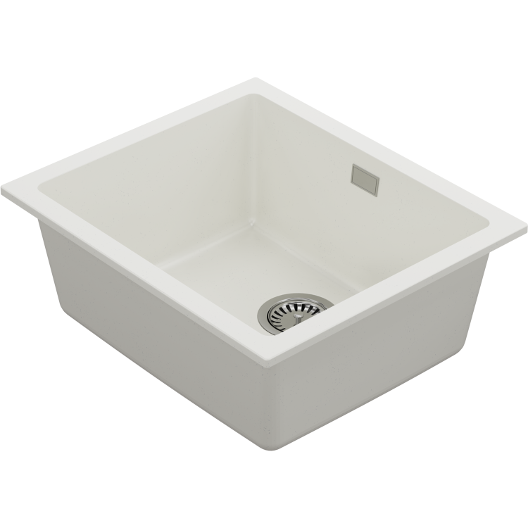 Single Bowl White Inset Granite Composite Kitchen Sink with Waste Kit - Enza Eden