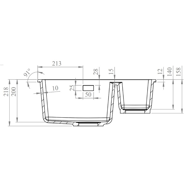 1.5 Bowl Black Granite Composite Inset/Undermount Kitchen Sink & Waste Kit - 555 x 460mm - Eden