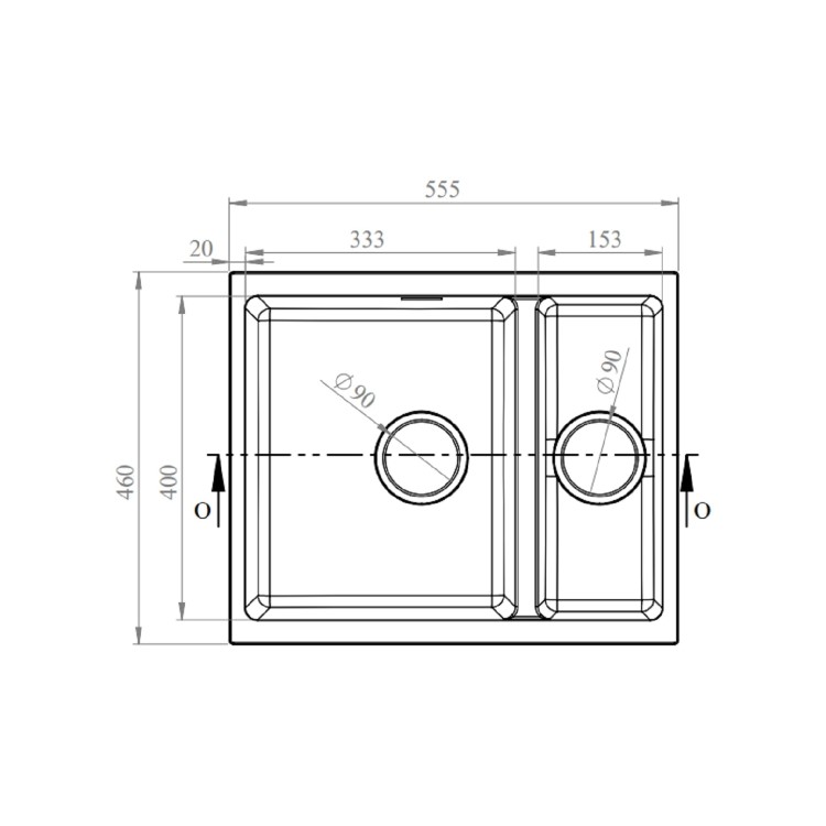 1.5 Bowl White Granite Composite Inset/Undermount Kitchen Sink & Waste Kit - 555 x 460mm - Eden