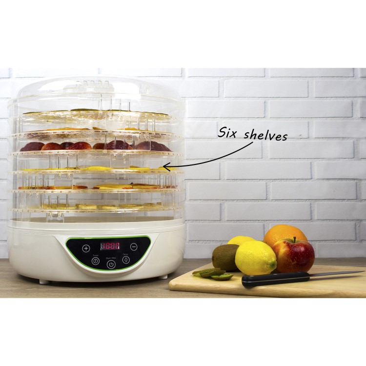 GRADE A1 - electriQ Digital Food Dehydrator & Dryer - with 6 Collapsible Shelves and 48 Hour Timer